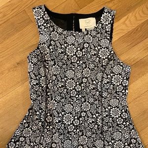 Like-new Anthropologie black and white floral tank
